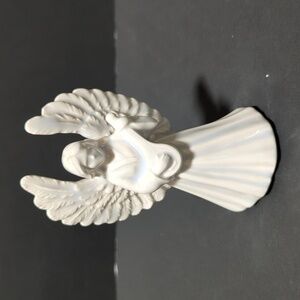 Vintage Hancrafted Ceramic Blue/White Glaze Angel Figurine